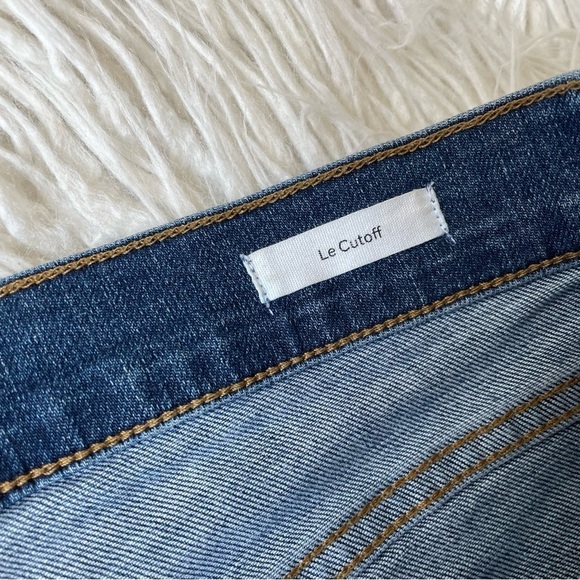 FRAME Denim Le Cut Off Azure Blue Raw Hem Mid Rise Jean Shorts LC779 EUC Size 25 - Picture 7 of 10